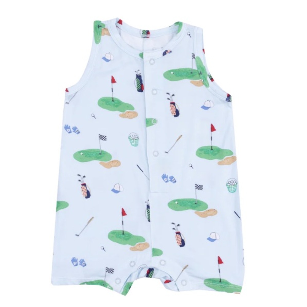 Angel Dear Golf Print One Piece Bamboo Romper 3-6 6-12 months
